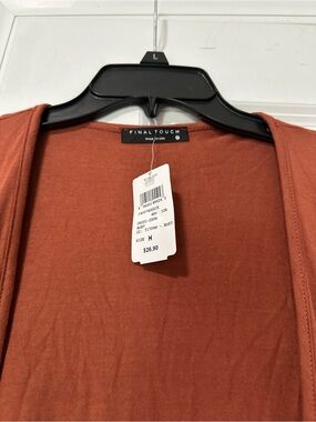 Final Touch Rust Open-Front Cardigan